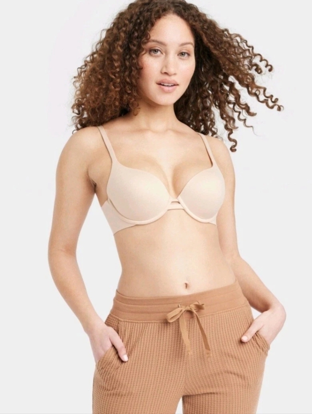 Auden Women's Luxury Collection Light Lift Plunge Bra  Beige Size 34D
